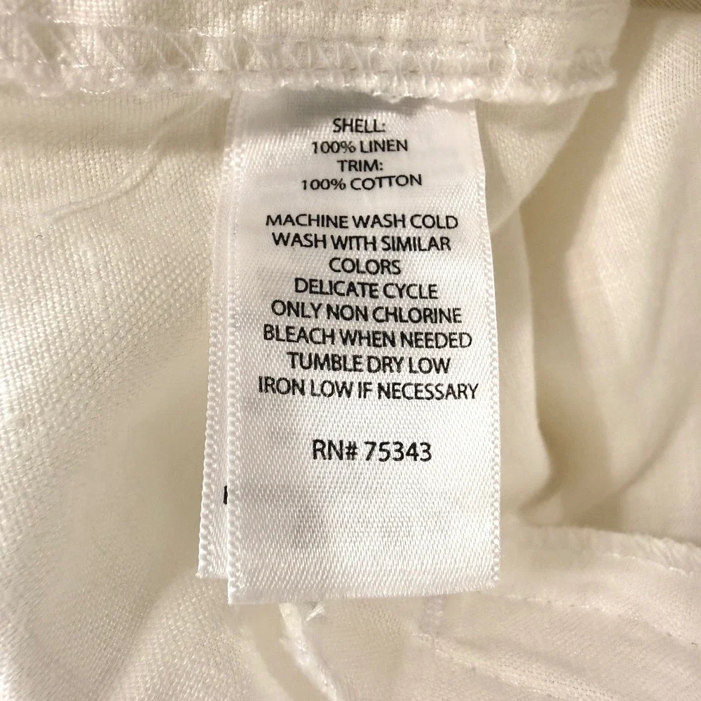 St. Tropez West Wide Leg Pants Womens Medium Pre-Owned White 100% Linen Coastal